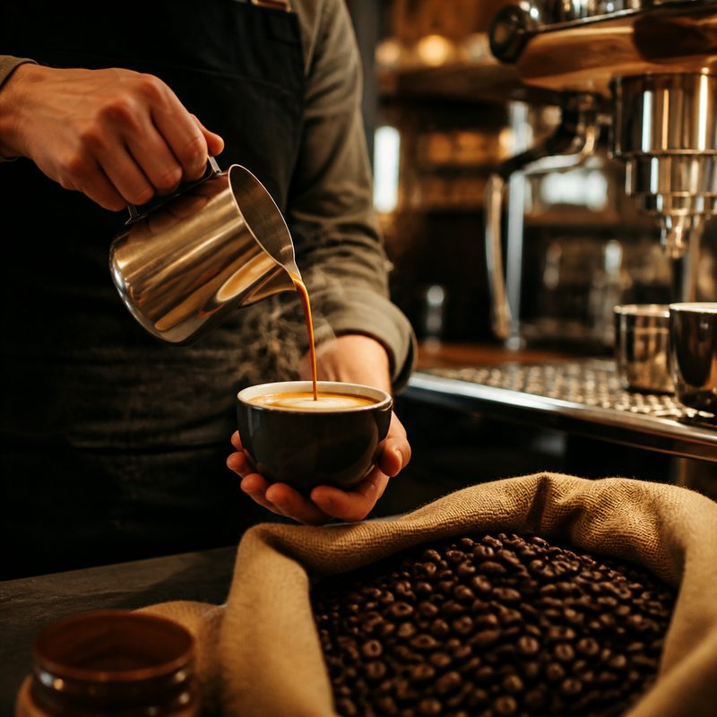 Barista pouring espresso — sample Day 2 Instagram post for a coffee shop campaign
